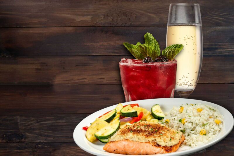 Atlantic salmon, cocktail and champagne