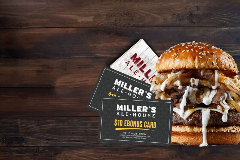 two bonus cards, gift card and burger