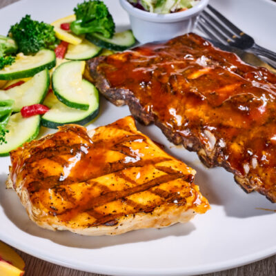 Spicy Peach BBQ Chicken & Ribs